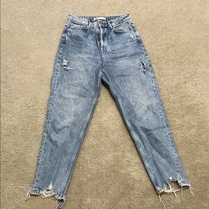 Zara Light Blue Distressed Boyfriend Jeans